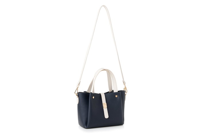 Vince Camuto Bolso de Mano Piel de Polivinilo Azul Oscuro, Crema